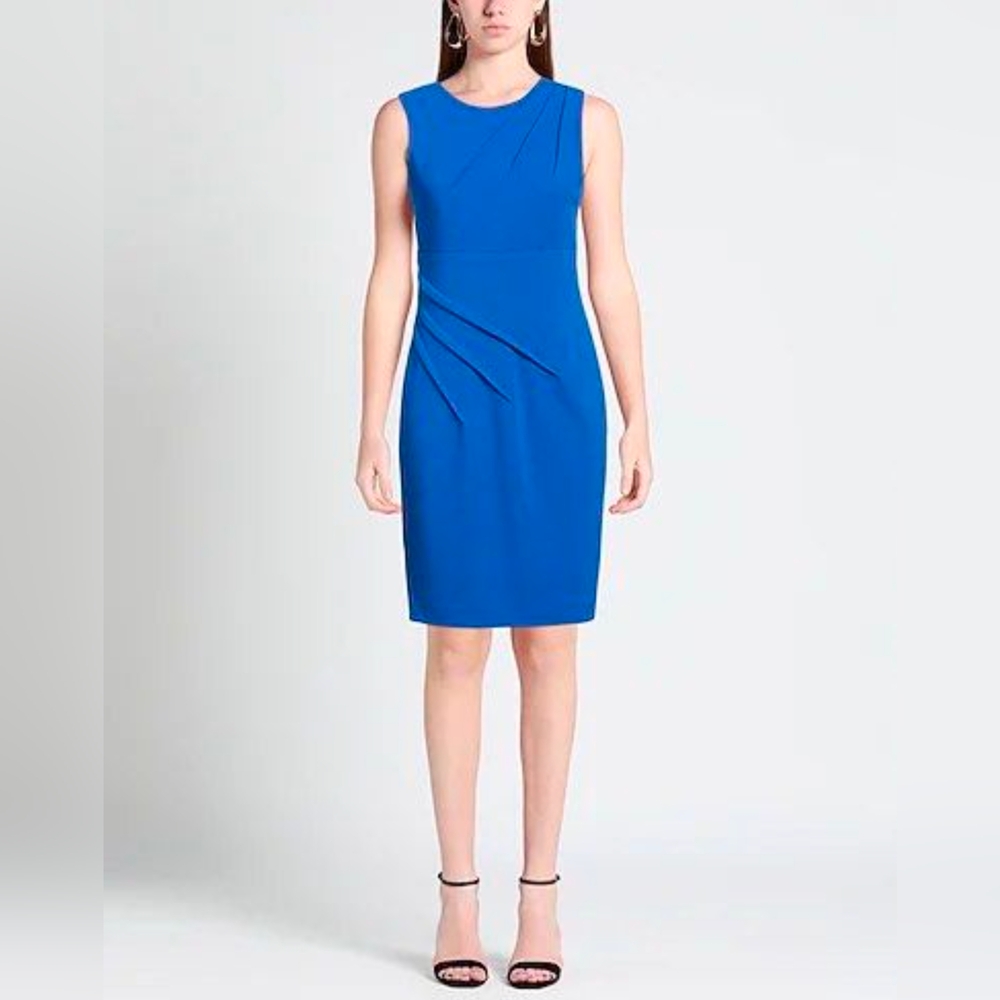 Calvin Klein sz 8 Sleeveless Zip Back Starburst Royal Blue Sheath Dress